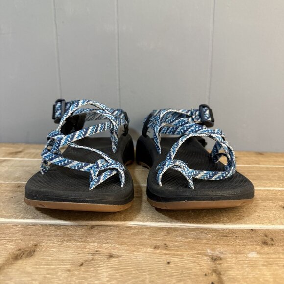 Chaco Womens Z/Cloud Sandals Adjustable Straps Black/Blue Pattern Size 8 - Picture 2 of 7